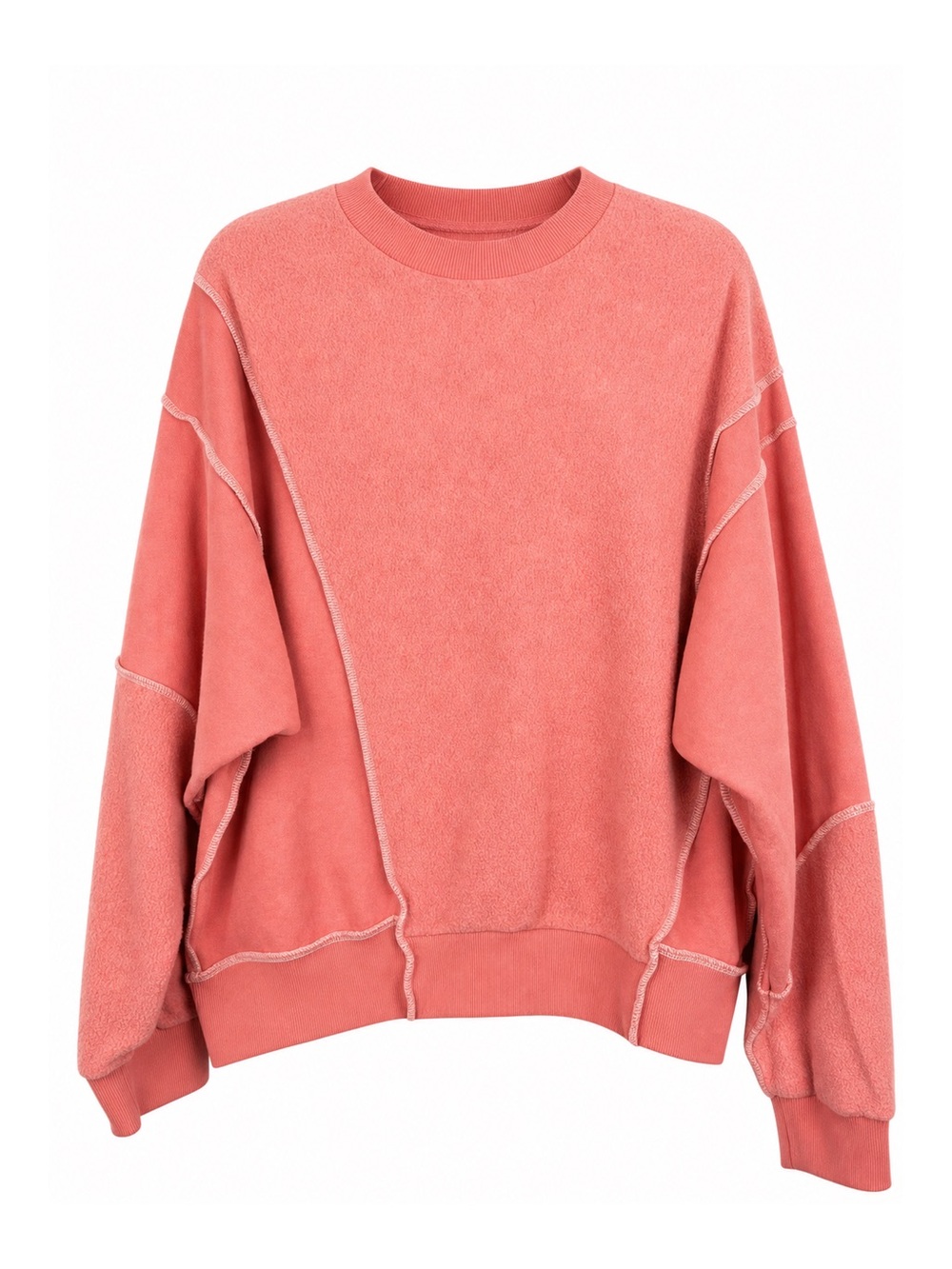 BDG Urban Outfitters Coral Inside Out Fleece Crewneck Sweatshirt Small Cozy